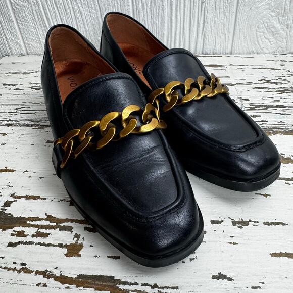 Vionic Mizelle Womens Black Leather Chunky Chain Buckle Loafer Size 6.5 U.K. 4 - Picture 2 of 9